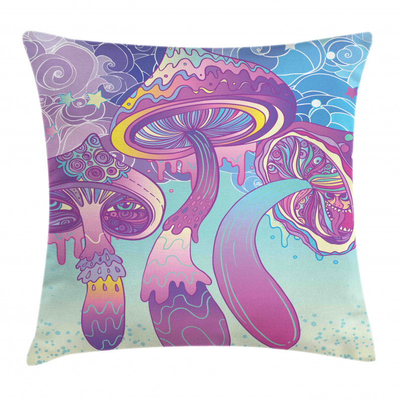 Trippy Magic Mushrooms Pillow Cover