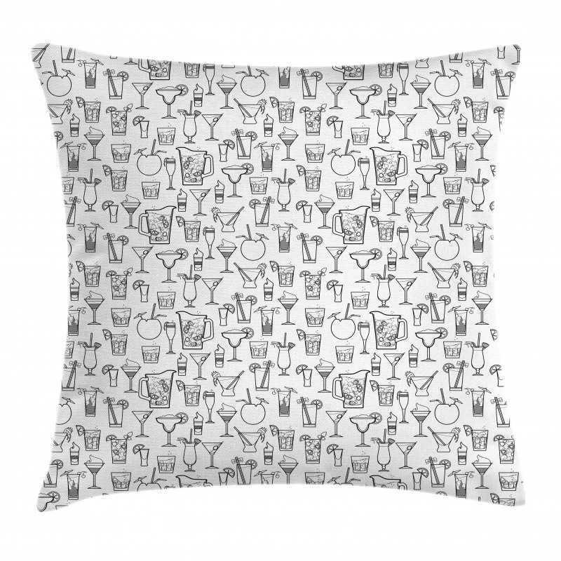 Monochrome Cocktails Pillow Cover