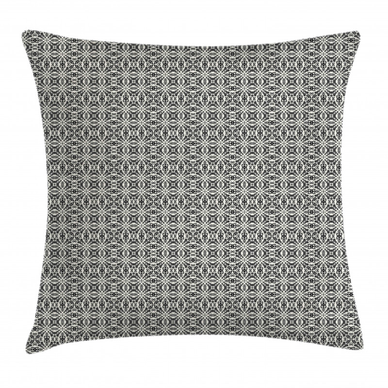 Monochrome Abstract Floral Pillow Cover