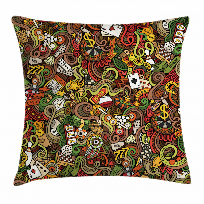 Doodle Style Art Bingo Pillow Cover
