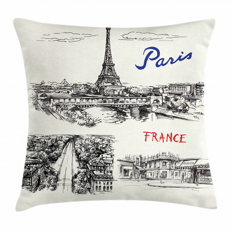 Paris Sketch Art Pillow Cover