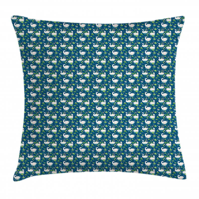 Aquatic Birds Lotus Flowers Pillow Cover