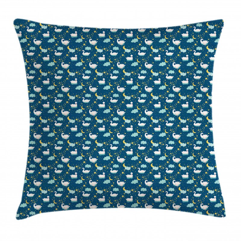 Aquatic Birds at Night Star Pillow Cover