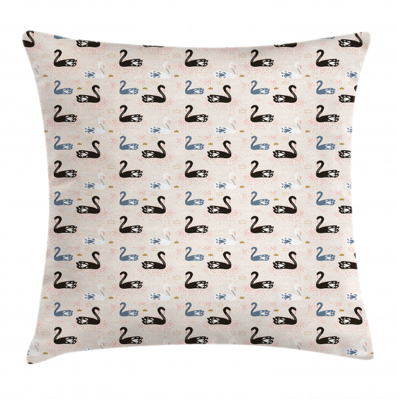 Black White Aquatic Bird Pillow Cover