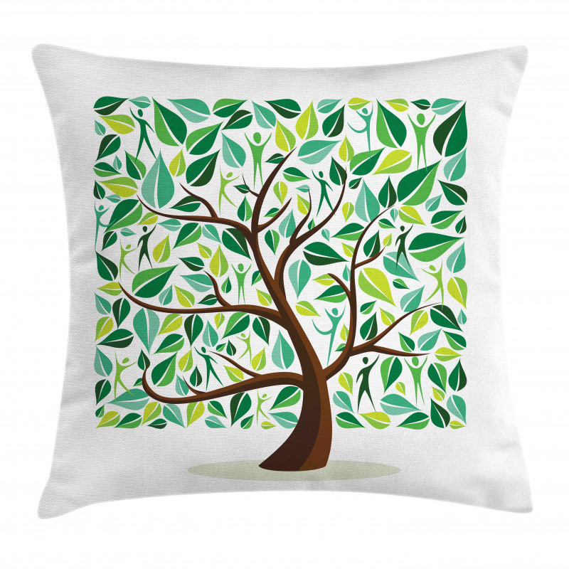 Squares Leaves Silhouette Pillow Cover