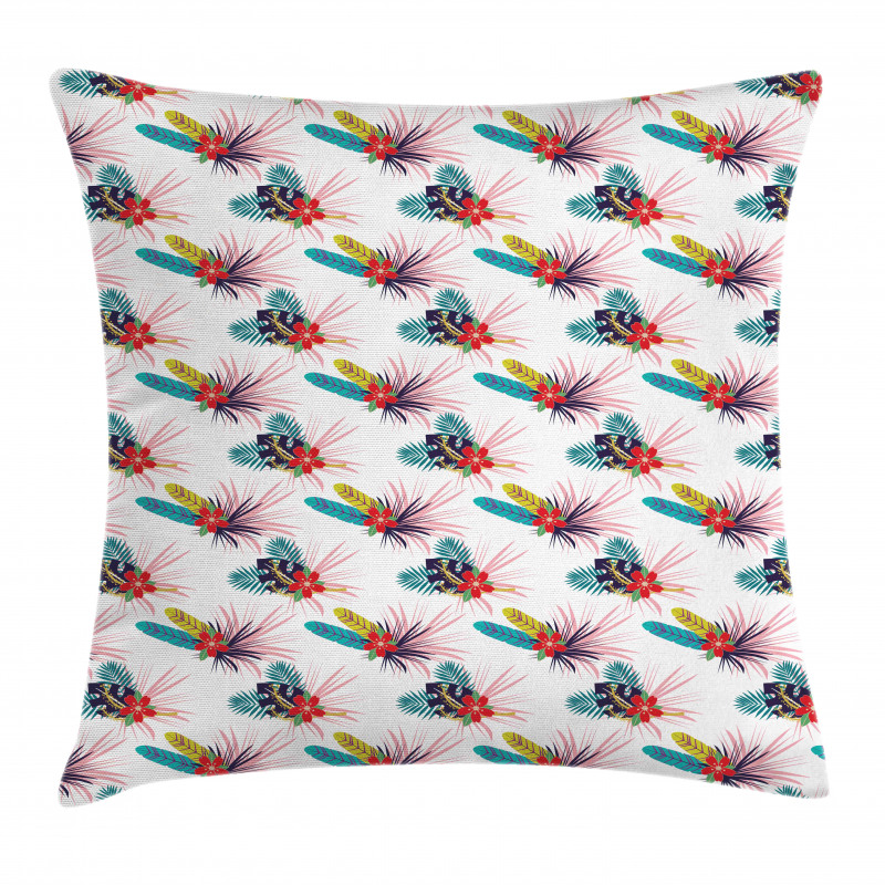 Tropical Leaves Wild Flower Pillow Cover