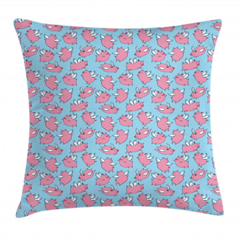 Cartoon Piglets Wings Pillow Cover