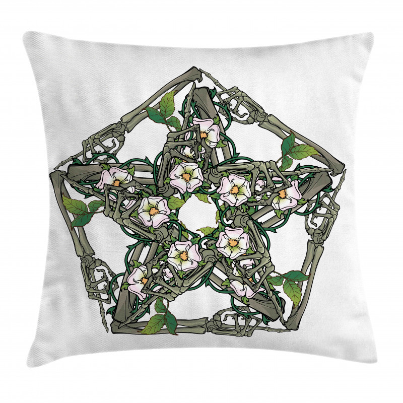 Skeleton Bones and Flowers Pillow Cover