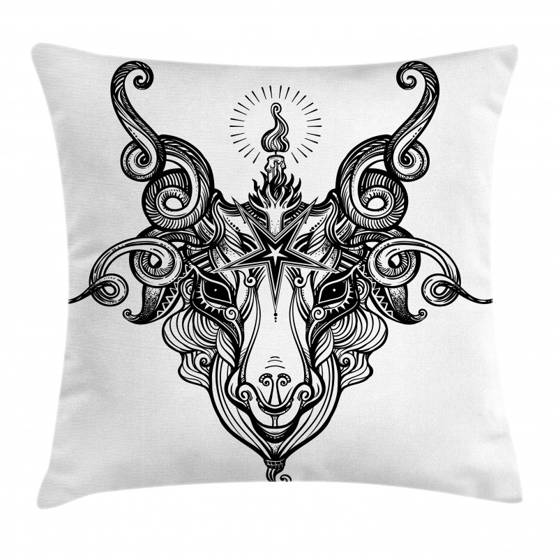 Satanic Goat Head Sketch Pillow Cover
