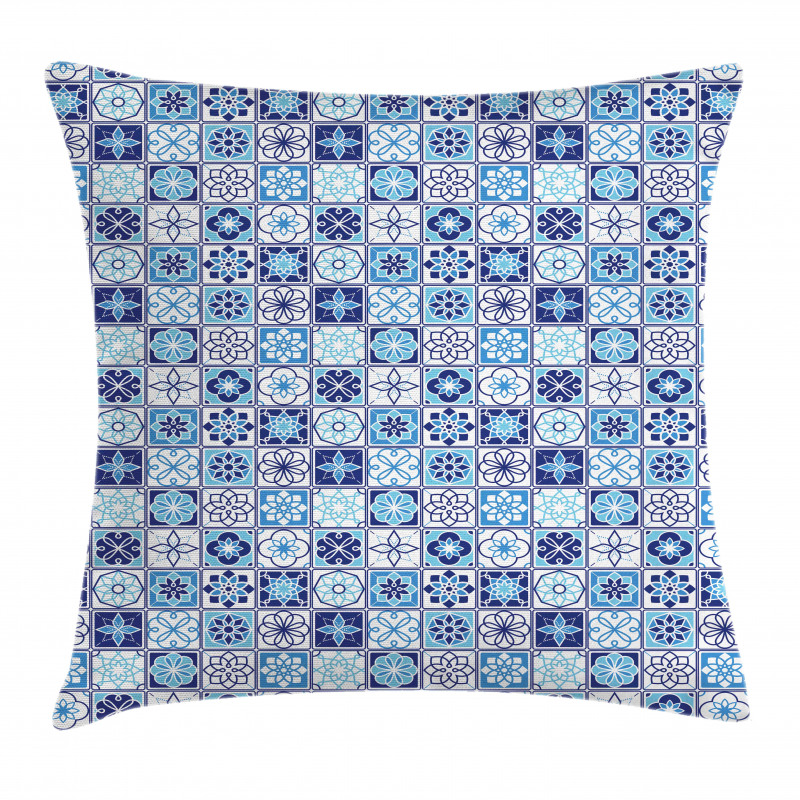 Floral Motif Squares Pillow Cover