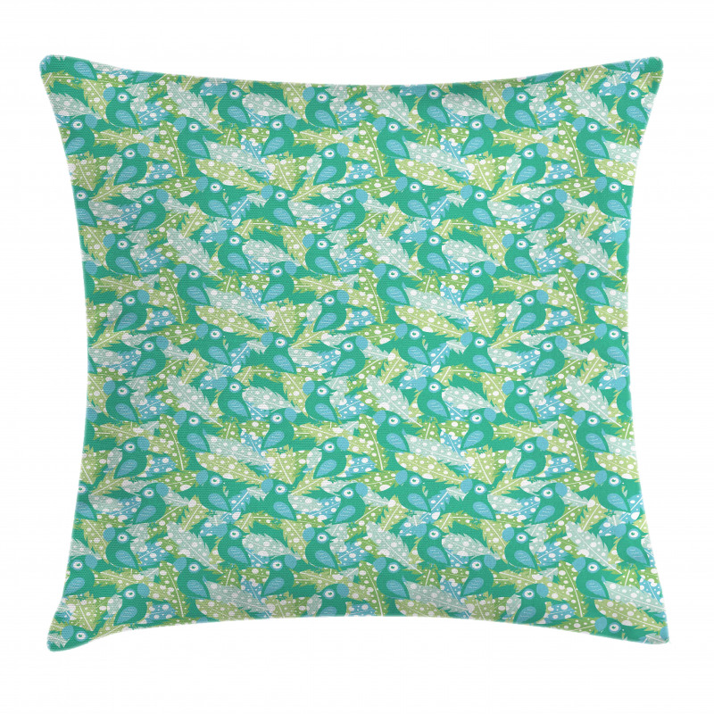 Parrots and Dotted Feather Pillow Cover