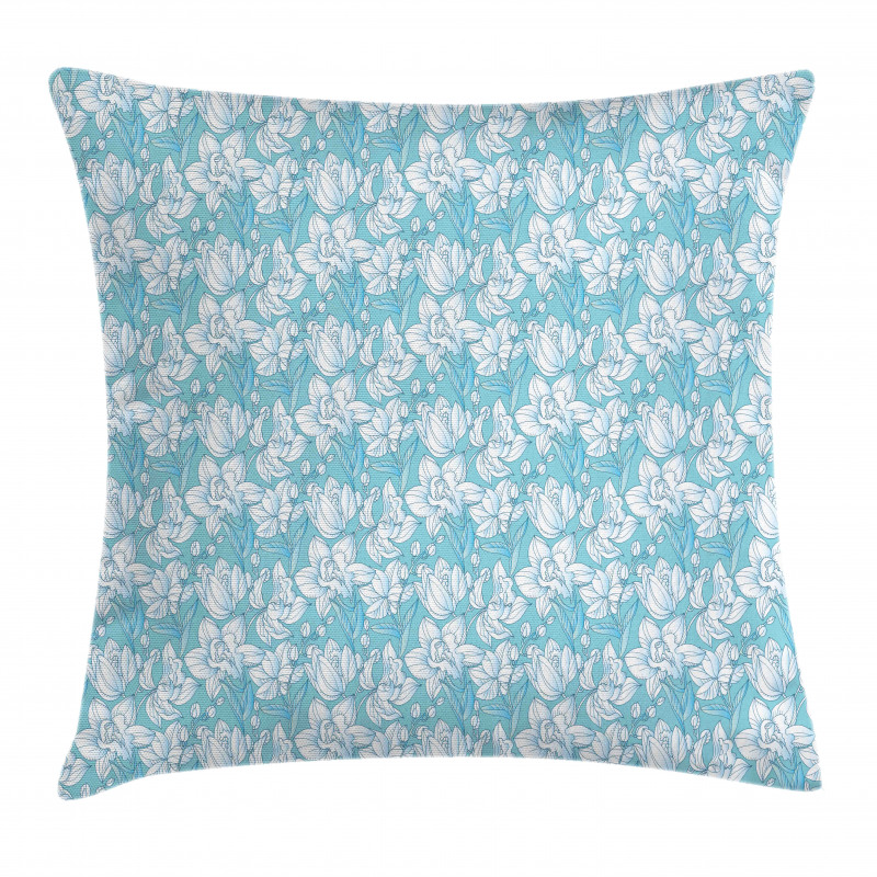 Delicate Flowers and Buds Pillow Cover
