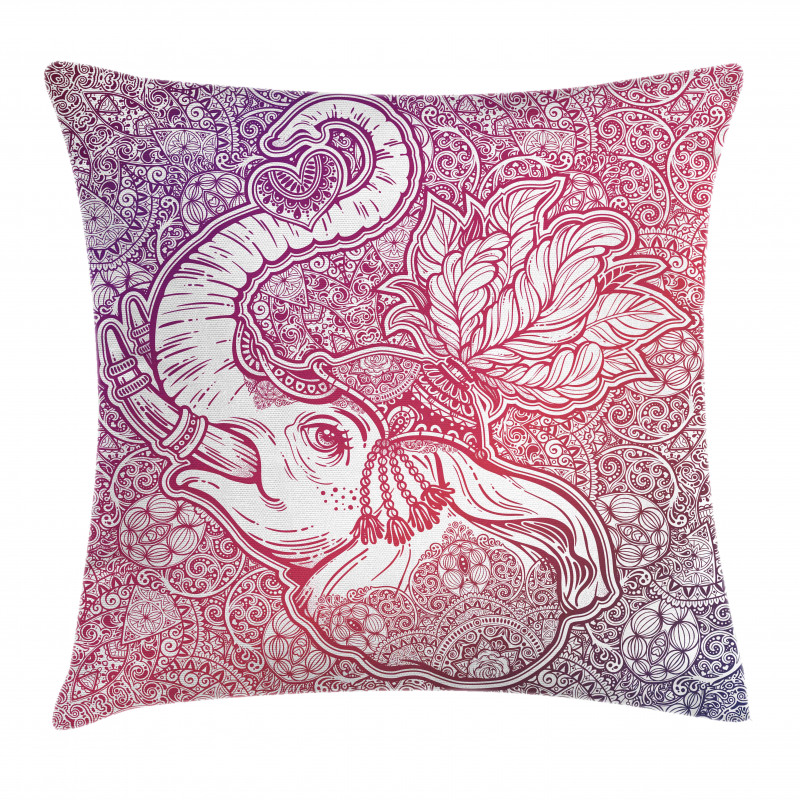 Eastern Elephant Zentangle Pillow Cover