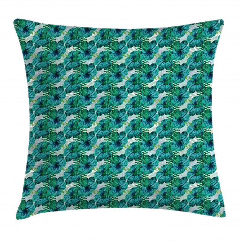 Aloha Summer Leaves Hibiscus Pillow Cover