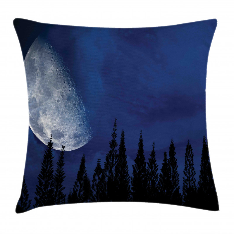 Forest Night Silhouette Pillow Cover