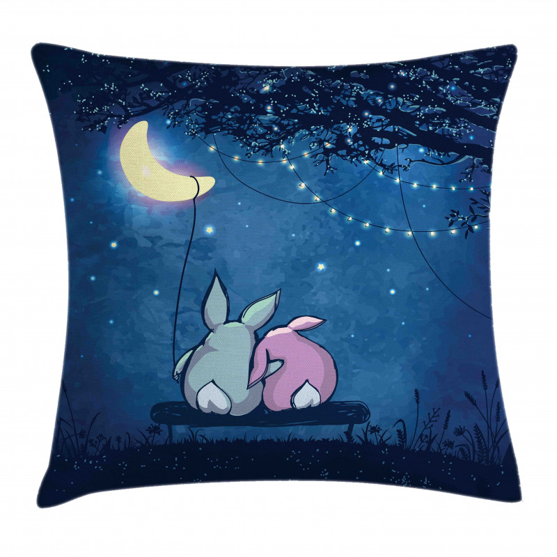 Rabbit Couple Art Pillow Cover