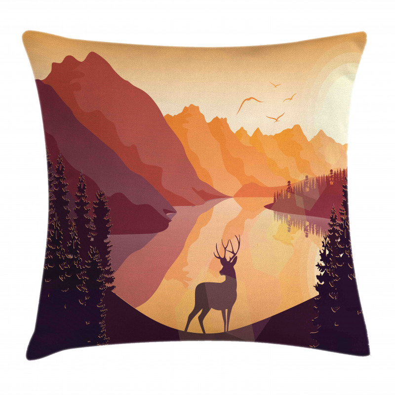 Bird Mountain Reindeer Pillow Cover