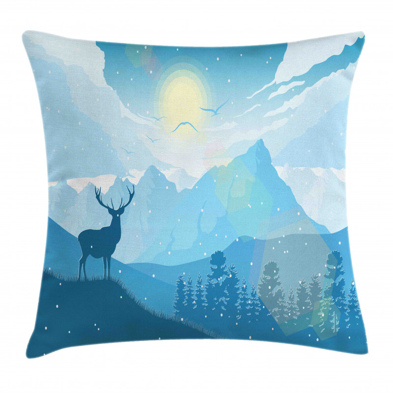 Mountain Fauna Sunrise Pillow Cover