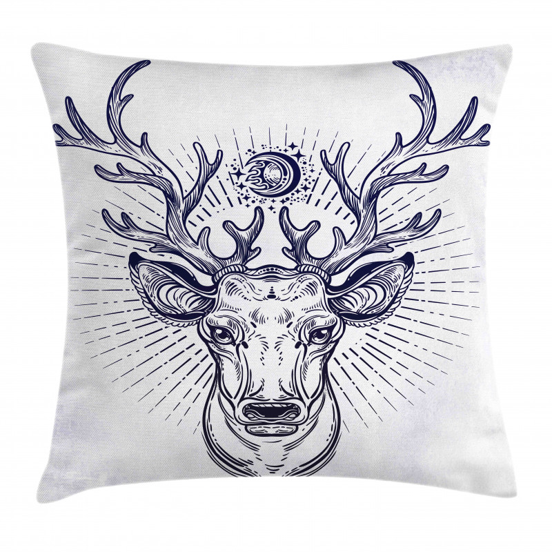 Reindeer Head Sketch Pillow Cover