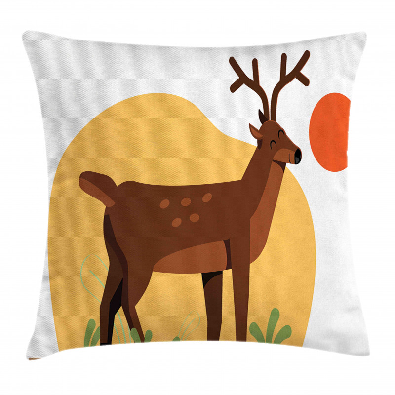 Smiling Antler Meadow Pillow Cover