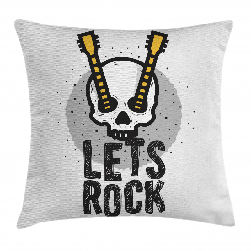 Human Skull Guitar Pillow Cover