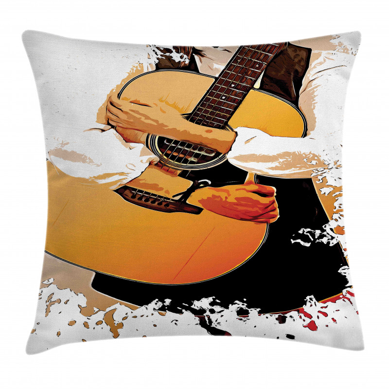 Man Holding a Guitar Pillow Cover