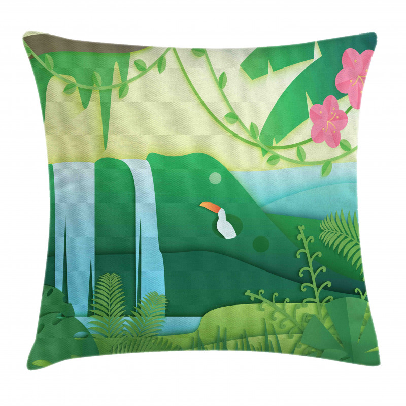 Tropical Forest Cartoon Pillow Cover