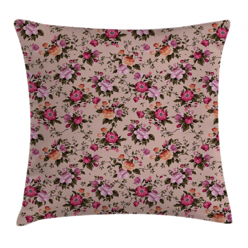 Floral Pattern with Rose Pillow Cover