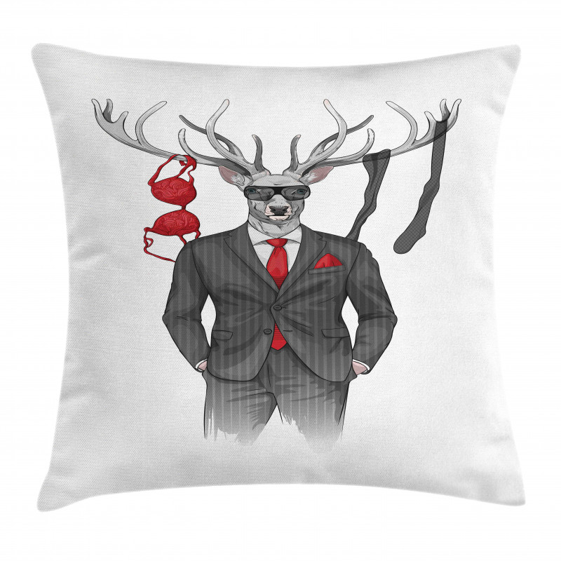 Womanizer Deer in Suit Art Pillow Cover