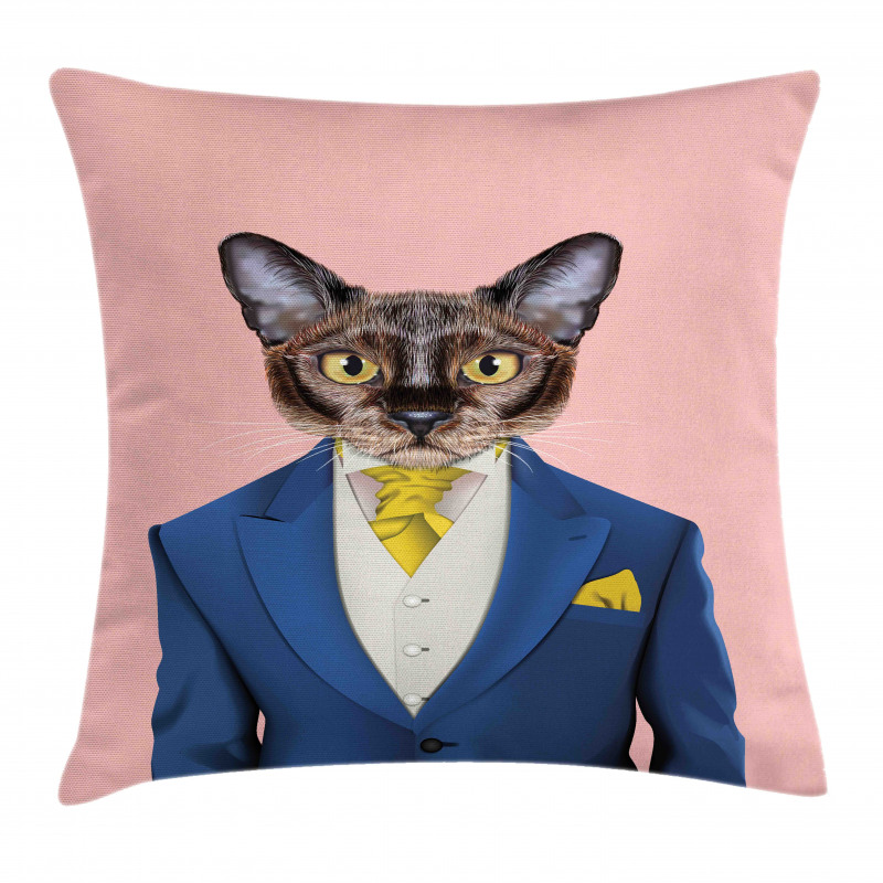 Whimsical Portrait of a Cat Pillow Cover