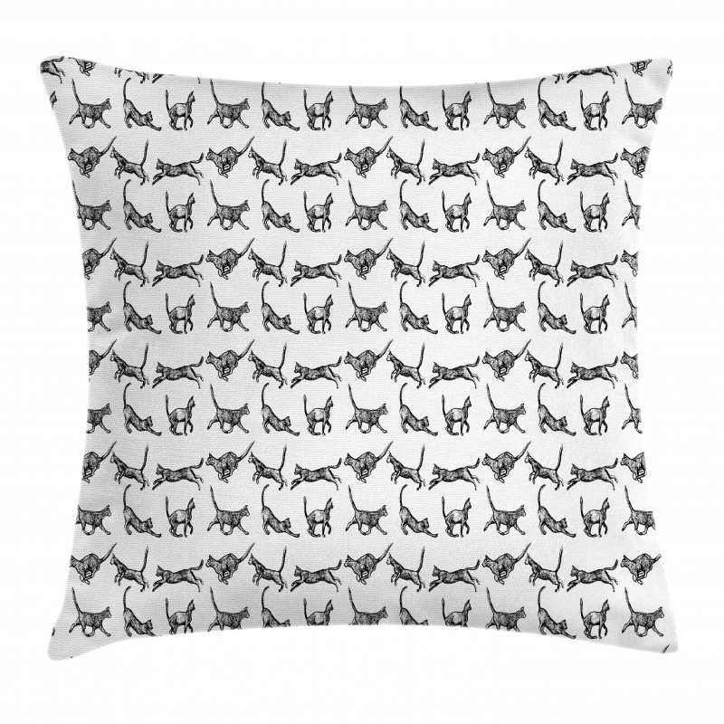 Cat Lover Art Playful Pets Pillow Cover