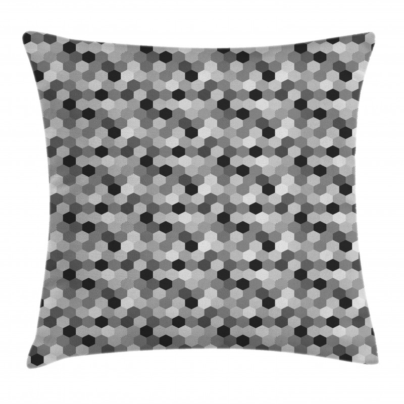 Greyscale Hexagons Grid Pillow Cover