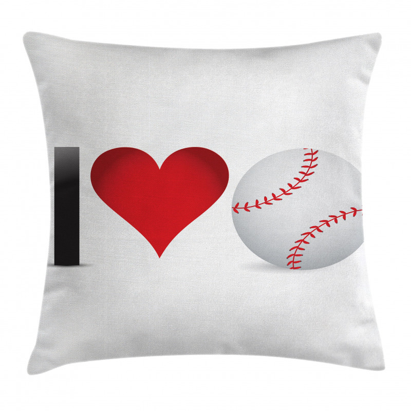 I Love Baseball Heart Pillow Cover