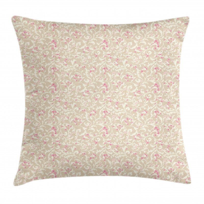 Curlicue Leafy Flowers Pillow Cover