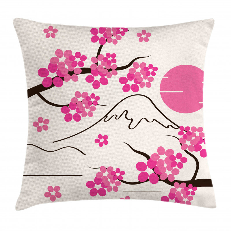 Japan Sakura and Hill Pillow Cover