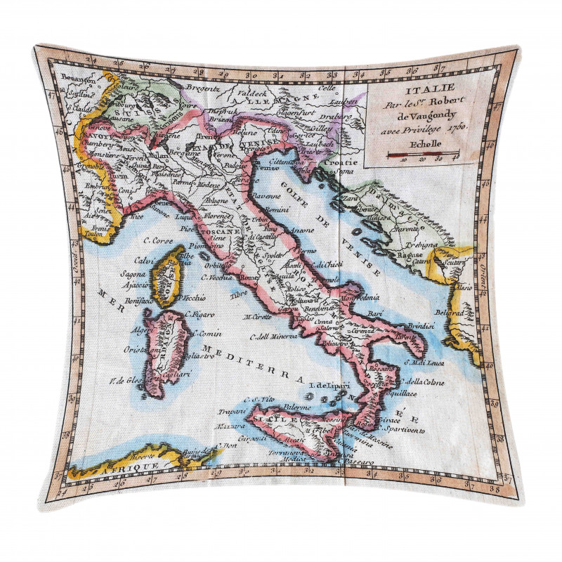 Old Italy Map Pillow Cover
