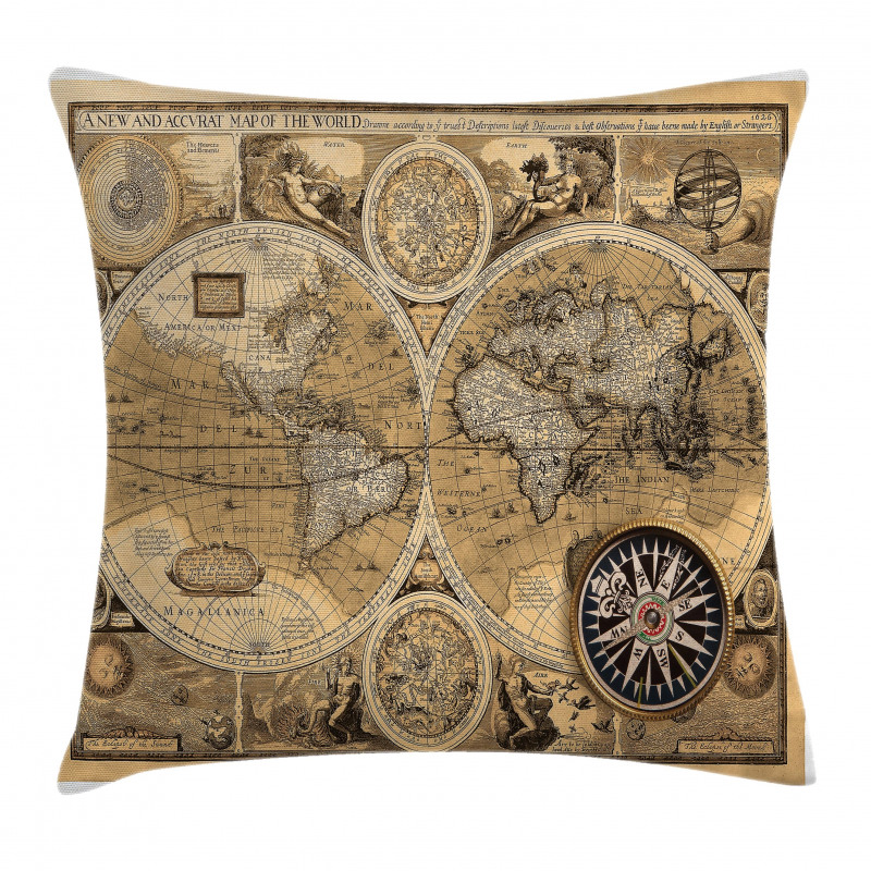 Accvrat Map of World Pillow Cover
