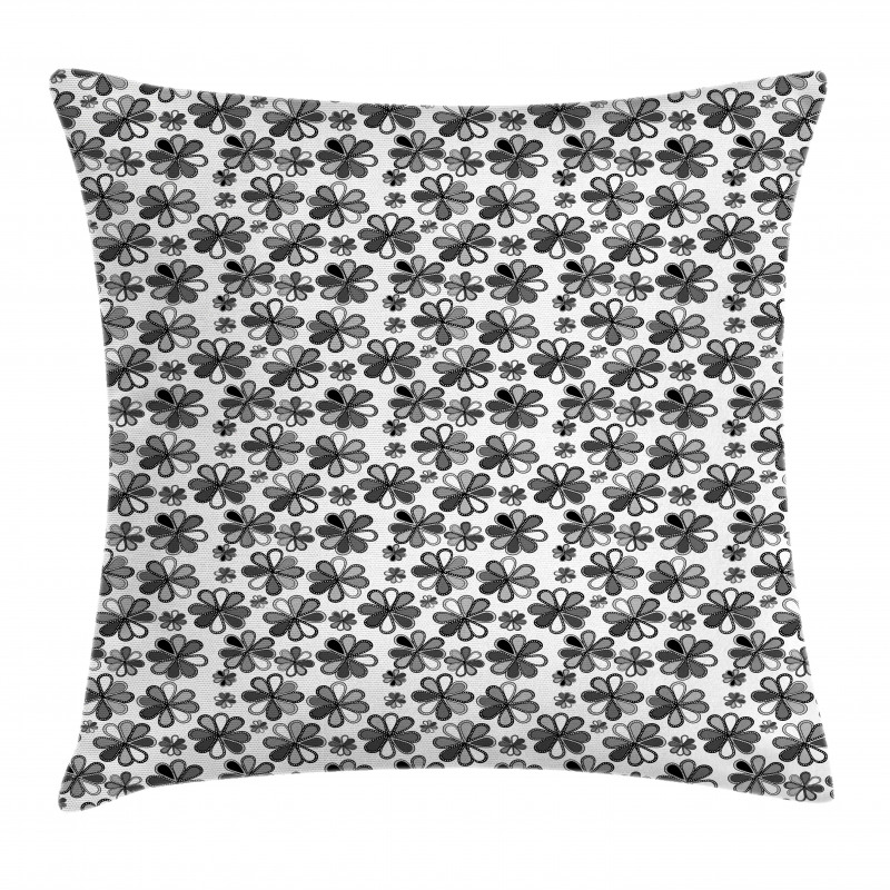 Greyscale Retro Petals Pillow Cover