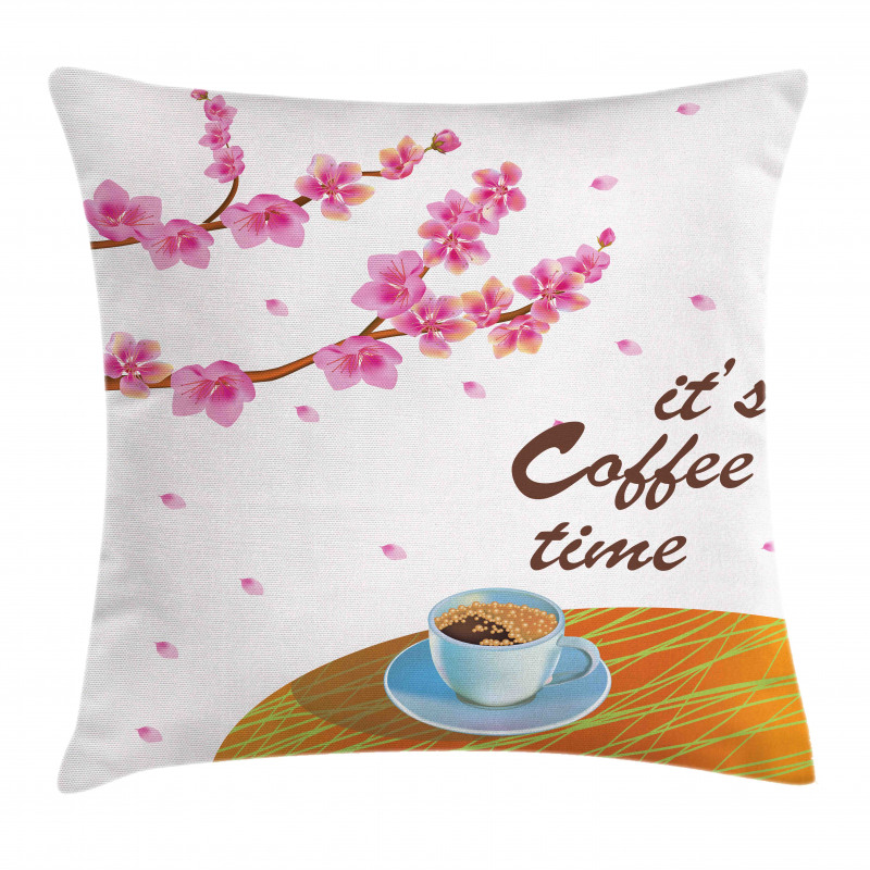 Cherry Blossom and Cup Pillow Cover