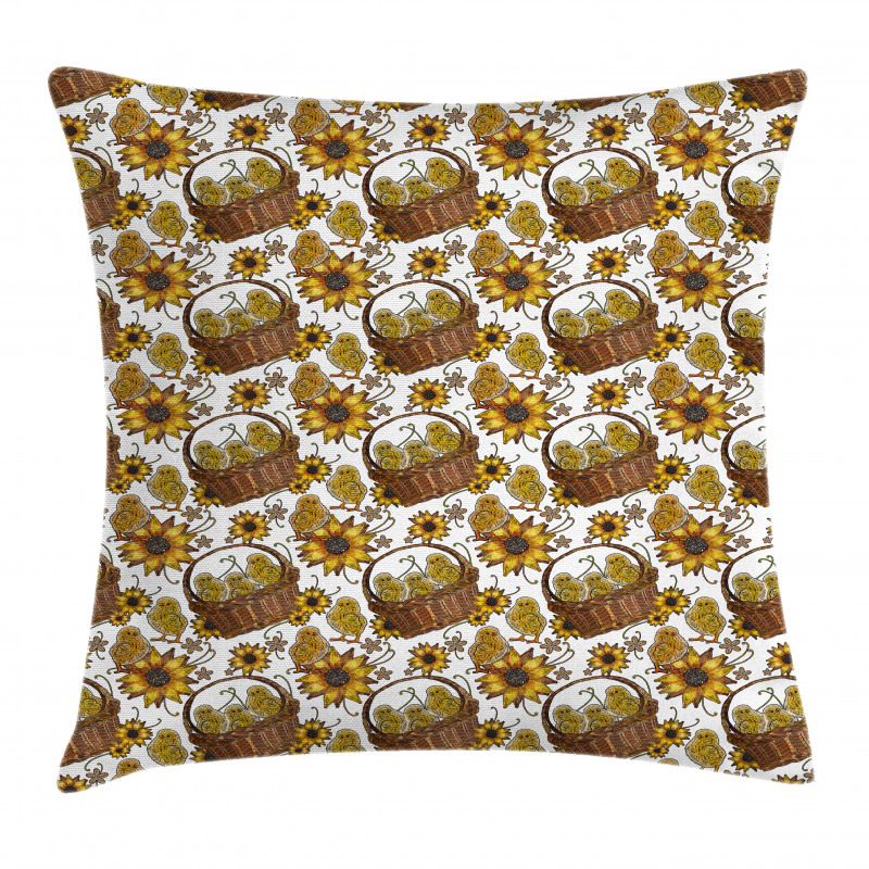 Chickens in Baskets Pillow Cover