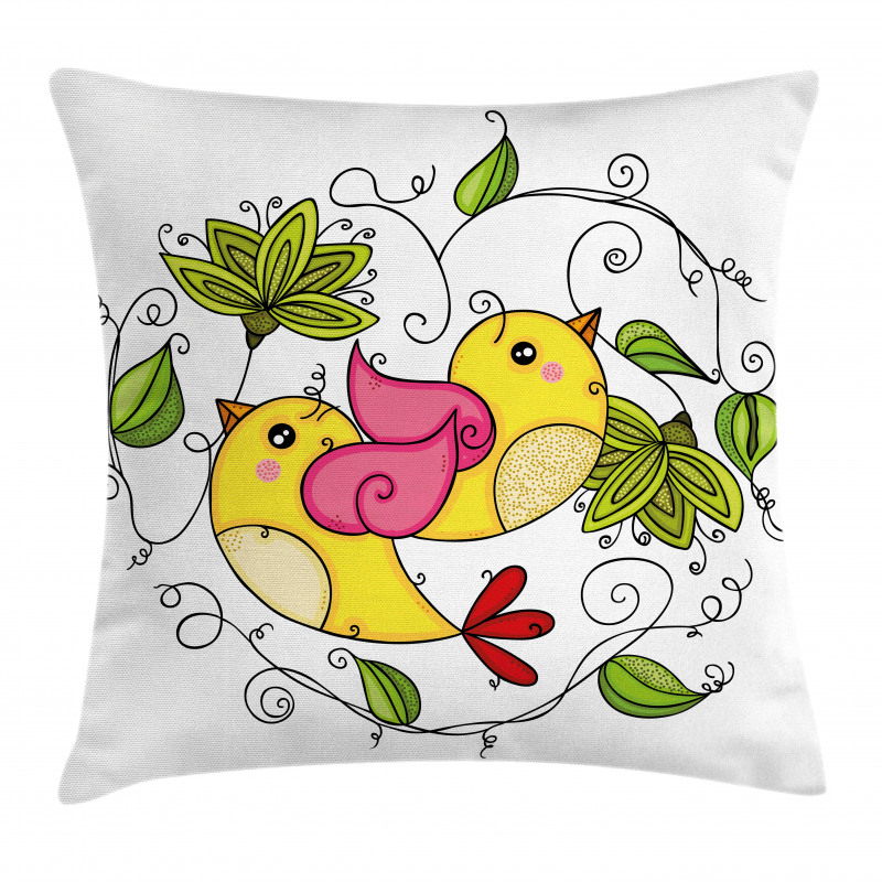 Love Avian Floral Art Pillow Cover