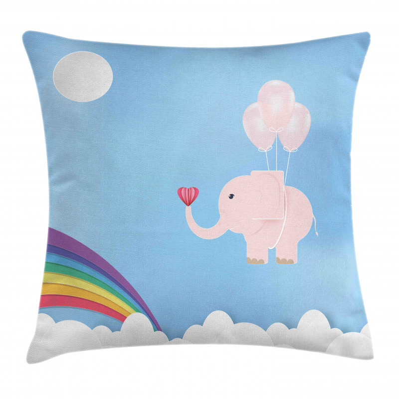 Elephant Rainbow Sky Pillow Cover