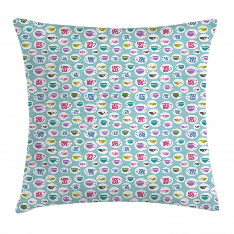 Various Cups and Mugs Pillow Cover