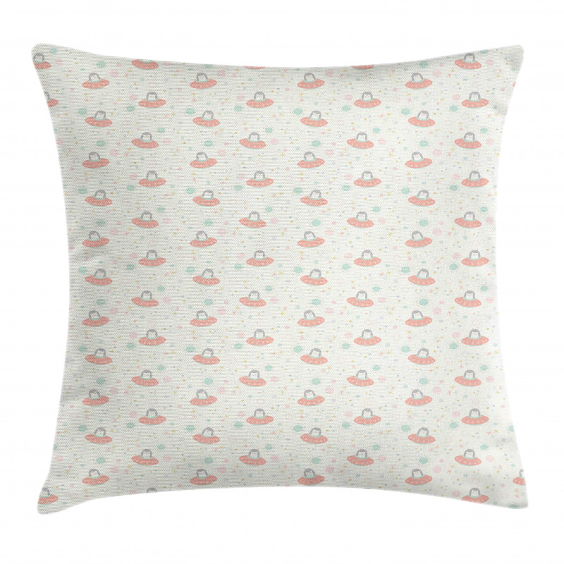 Pastel Space Cats and Stars Pillow Cover