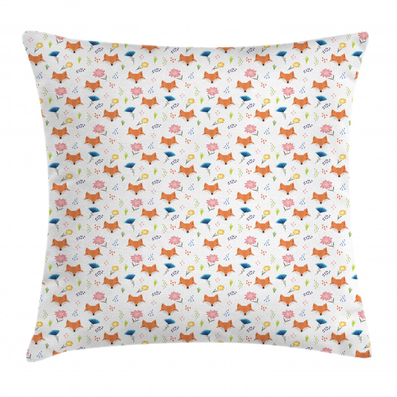 Animal Head and Colorful Flower Pillow Cover