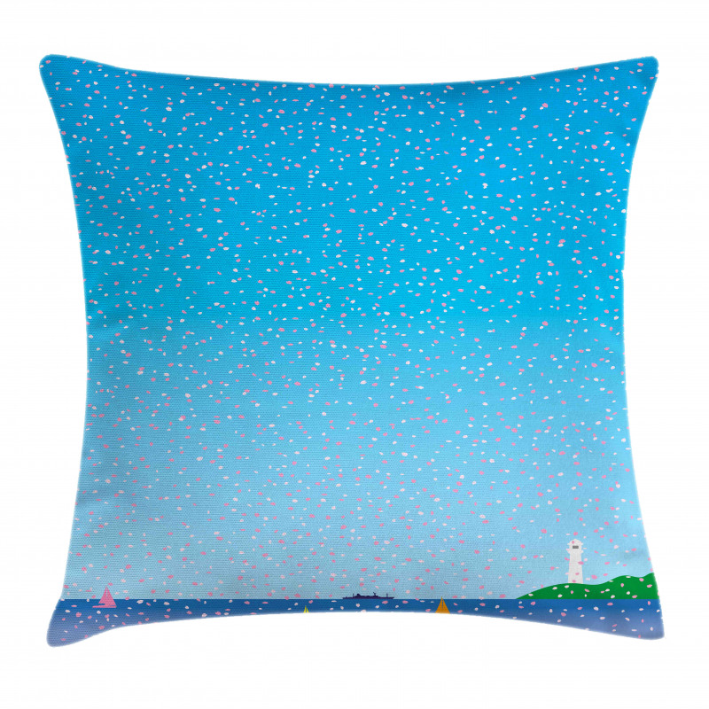 Floral Rain on Sea Pillow Cover