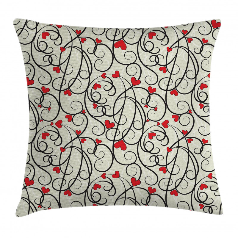 Wave Floral Heart Swirls Pillow Cover