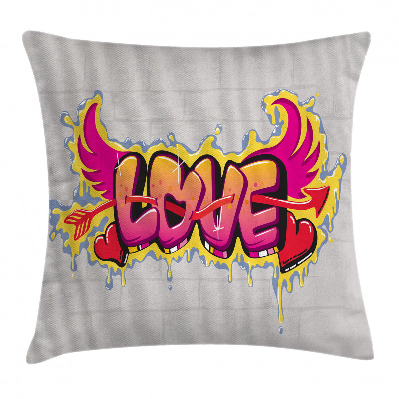 Love Words on Brick Pillow Cover