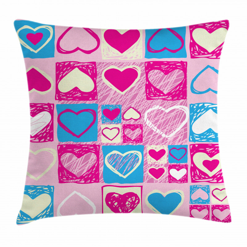 Hearts in Square Shape Pillow Cover