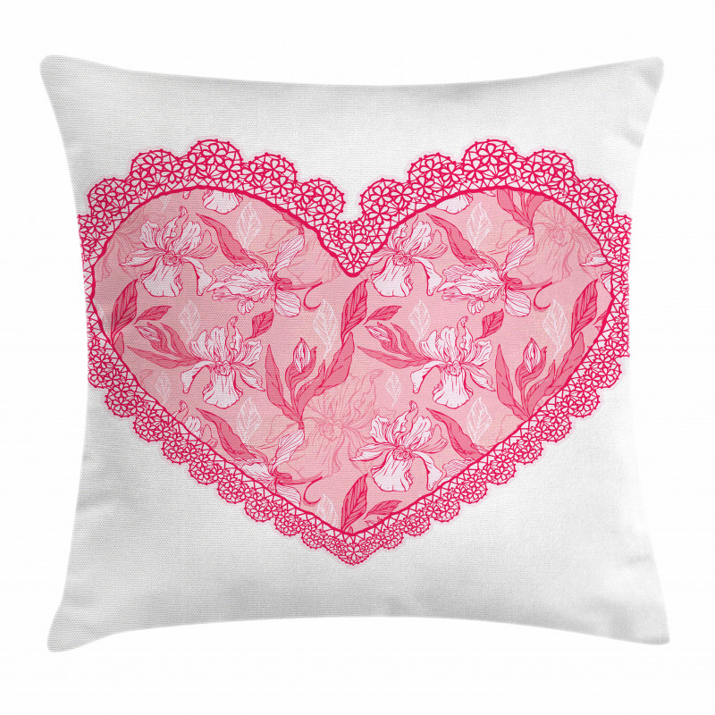 Lace Heart with Flora Pillow Cover